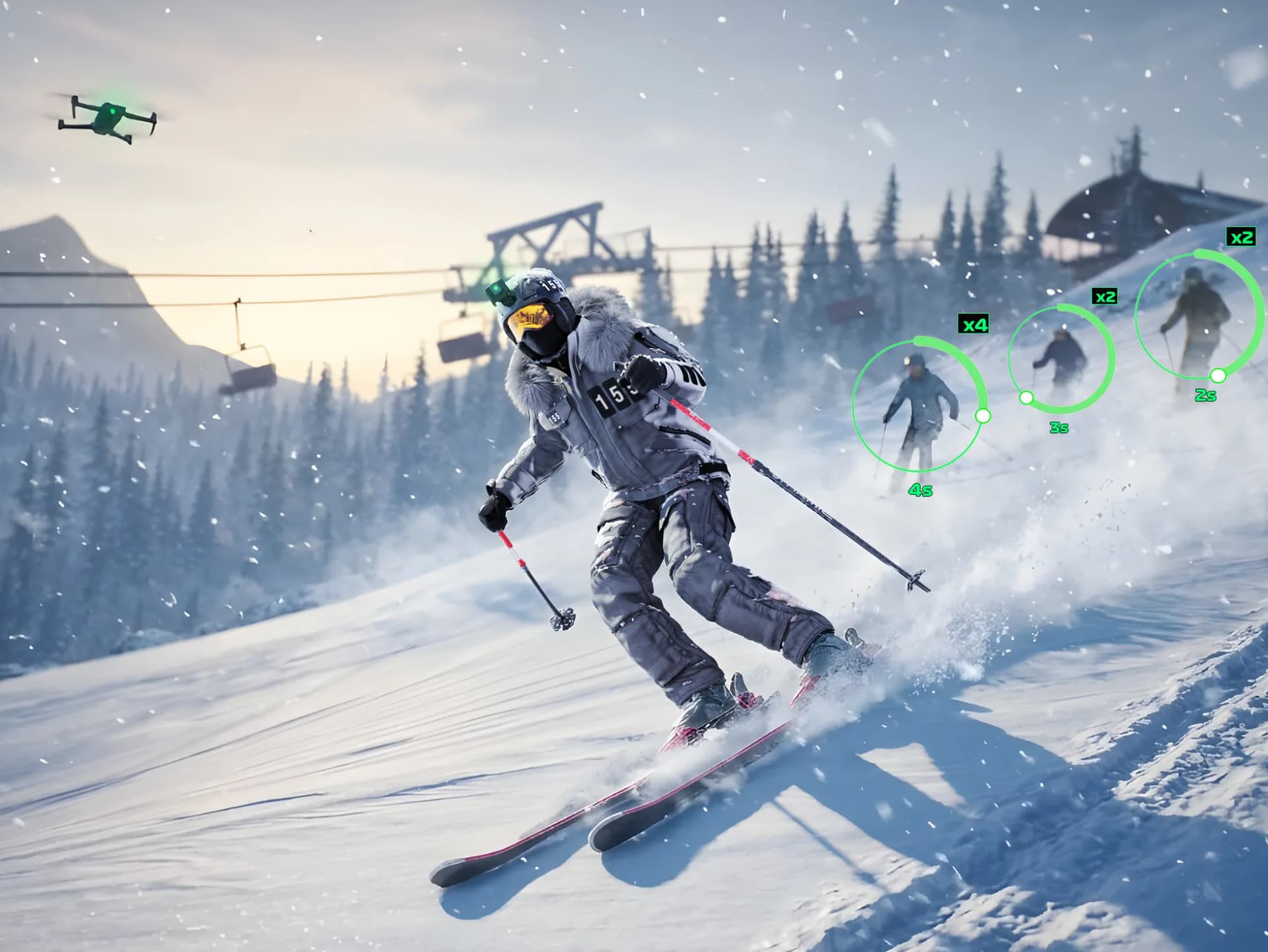 Snow Run gameplay - CCTV live ski betting casino game